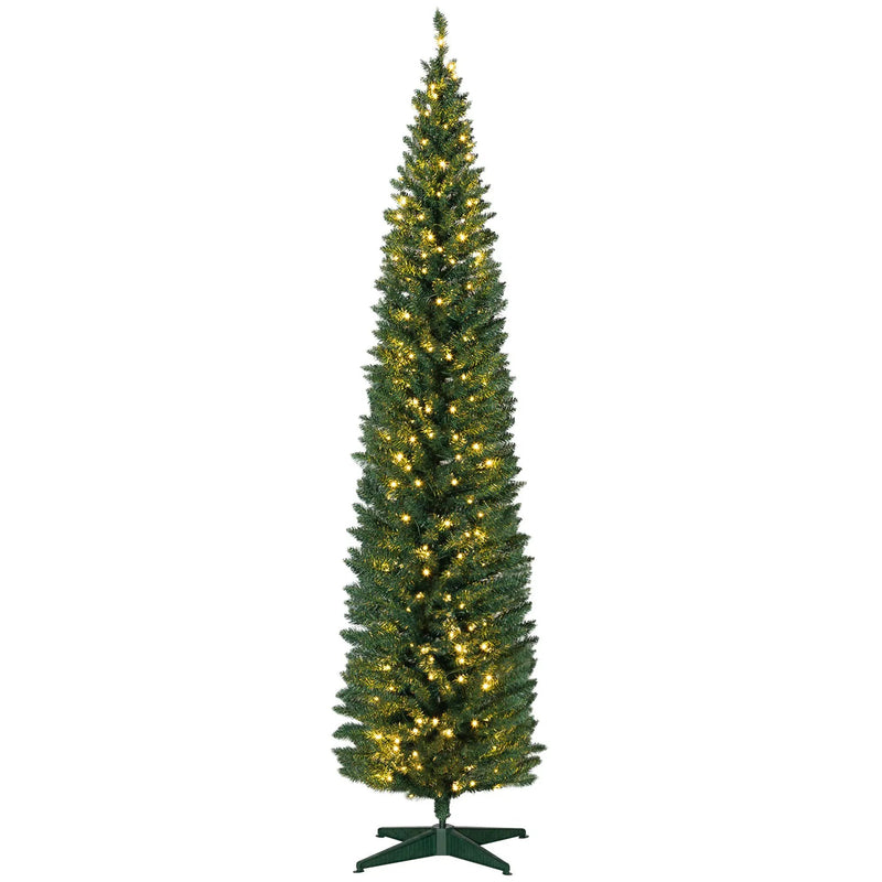 HOMCOM 8' Tall Pre-Lit Slim Noble Fir Artificial Christmas Tree by HouseOfZazla