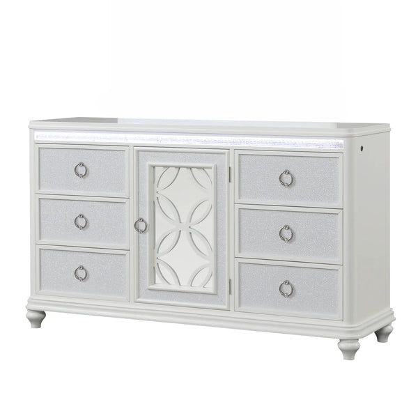 Abigale - 6 Drawer Dresser With LED (Includes Dresser Only, Mirror Not Included) - White