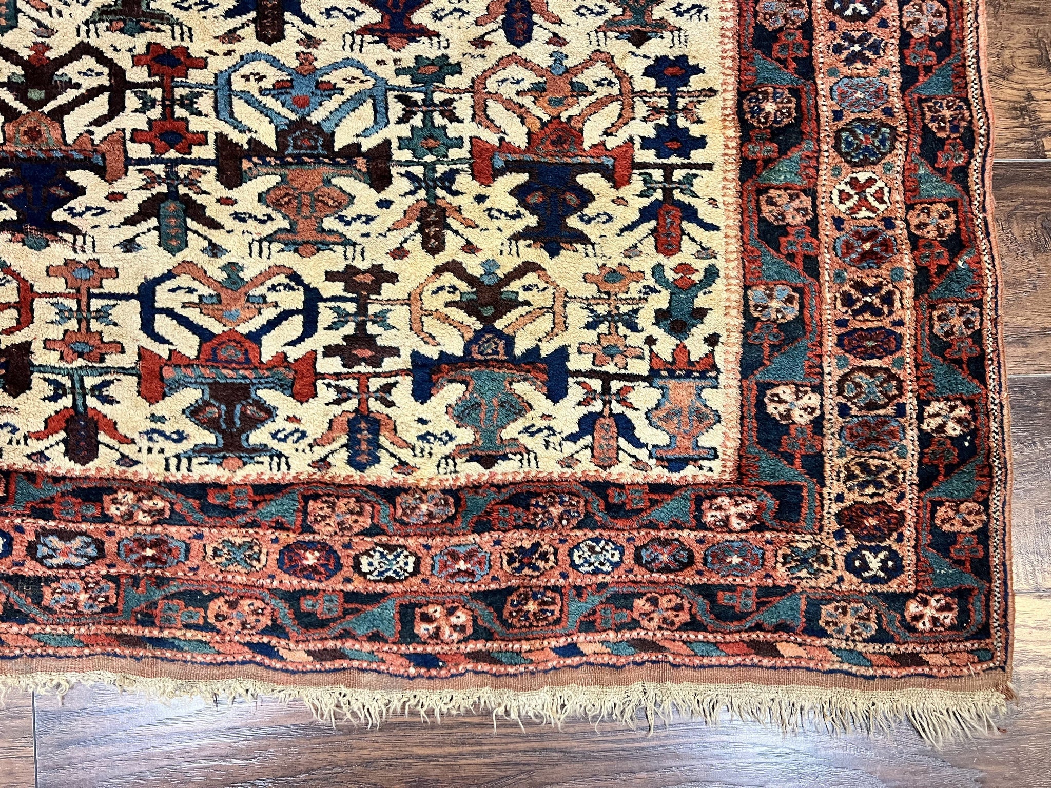 Persian Afshar Rug 5x6, Allover Repeated Motif, Wool Tribal Carpet, Handmade Semi Antique Rug by Jewel Rugs