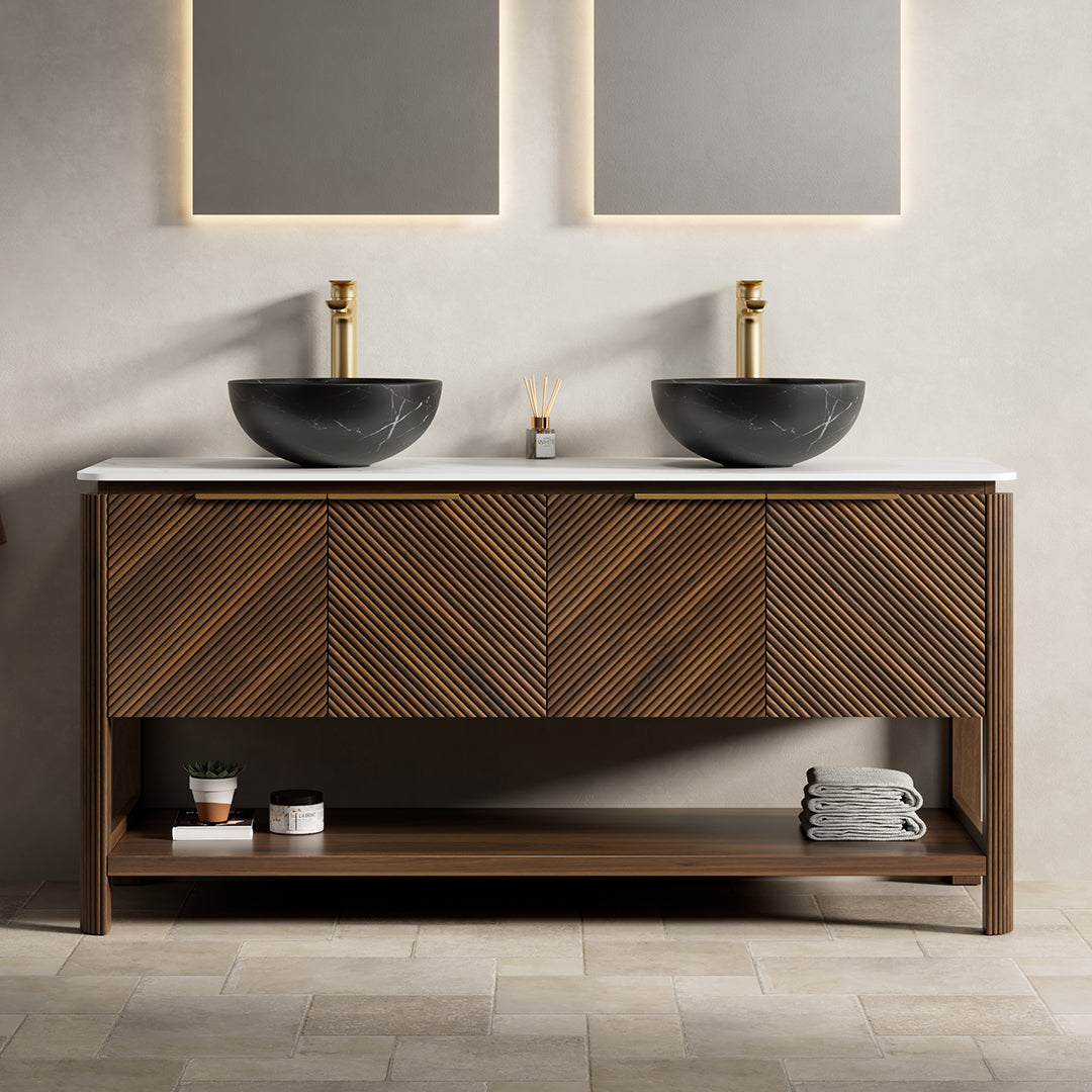 Indigo 60" Bathroom Vanity with Sinter Stone Countertop by HouseOfZazla