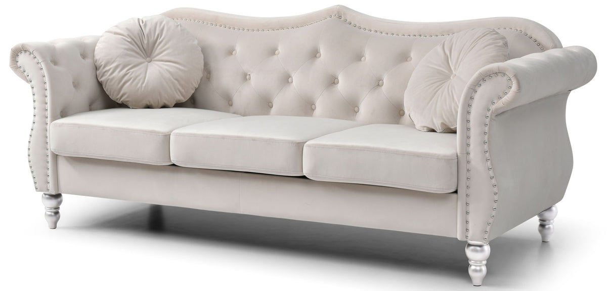 Hollywood Sofa with Tufted Back and Nailhead Trim - Multiple Colors, photo 13 of 28