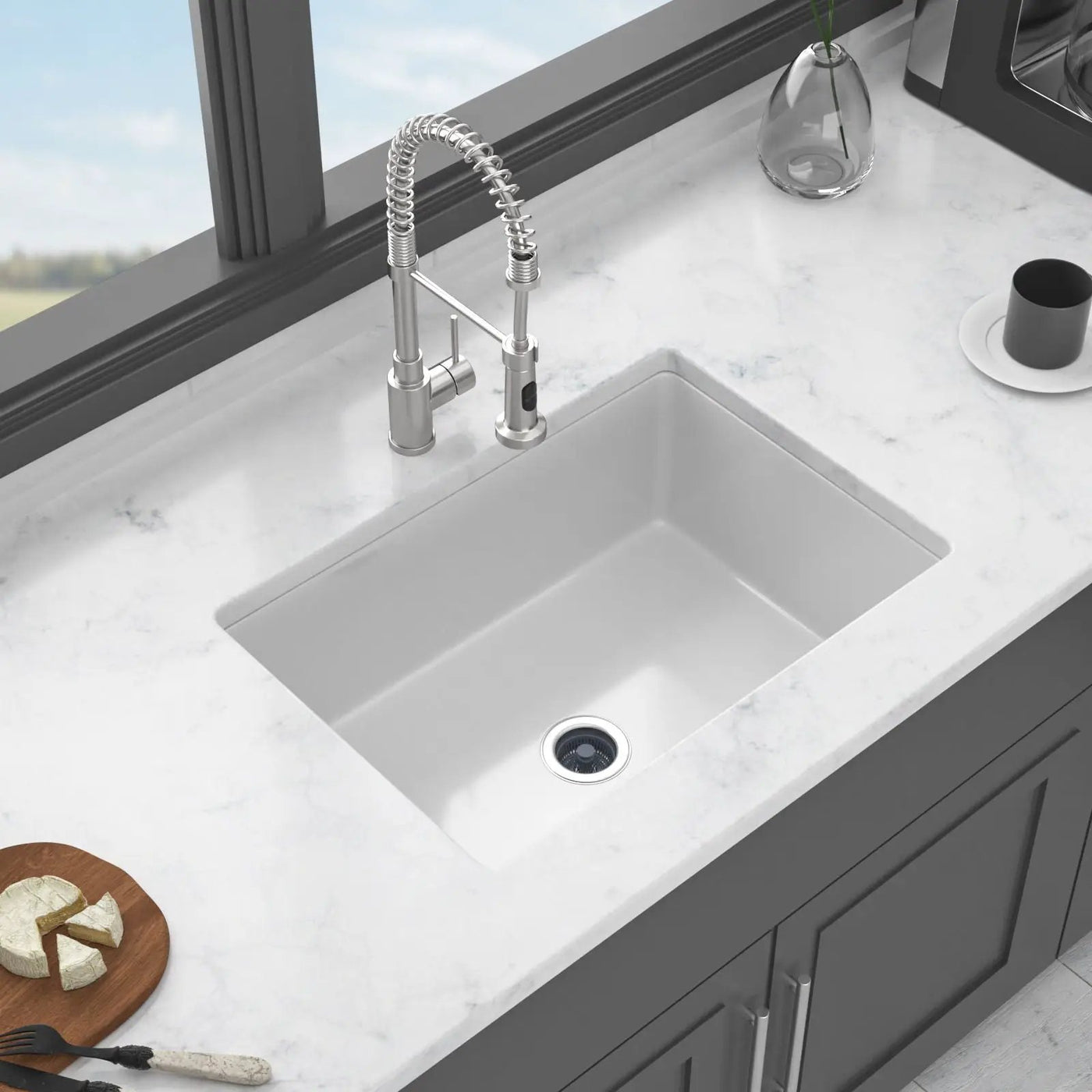 Rectangular Deep Single Bowl Kitchen Sink With Dual Mount Installation by HouseOfZazla