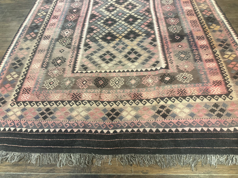 Persian Kurdish Kilim Rug 8x10, Large Flatweave Tribal Bohemian Rug, Vintage Zarand Kilim by Jewel Rugs