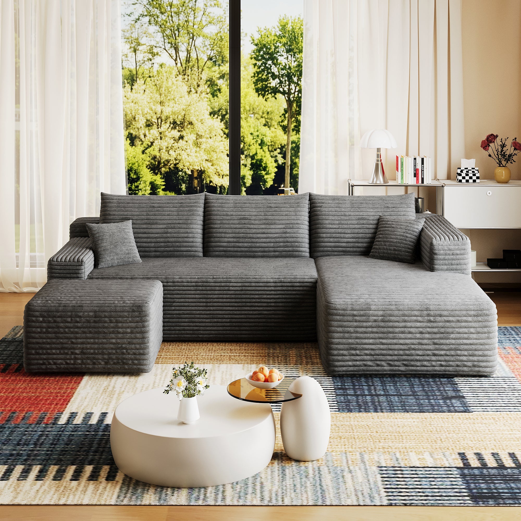 95" Cloud Sectional Sofa with Ottoman by HouseOfZazla