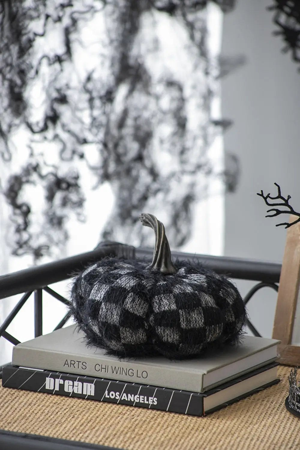 Set of 2 Fabric Black Pumpkins by HouseOfZazla