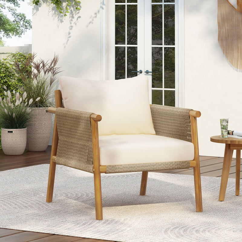 Modern Outdoor Woven Lounge Chair With Solid Frame And Cushions by HouseOfZazla