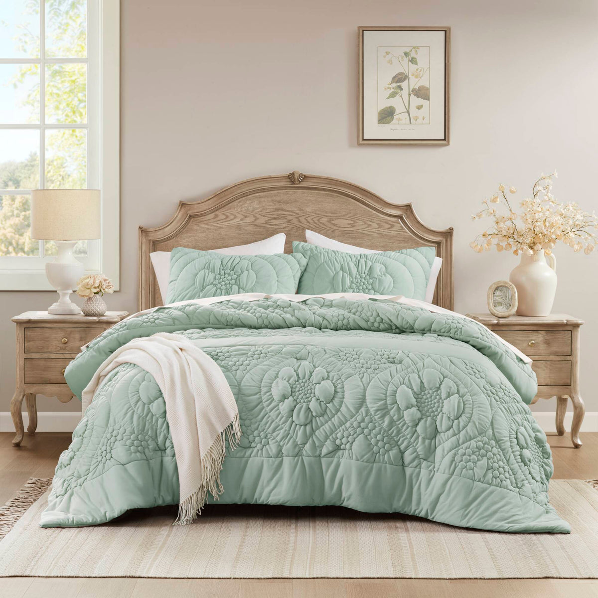 3-Piece Full/Queen Comforter Set with Soft Poly Jersey Fabric - Grey