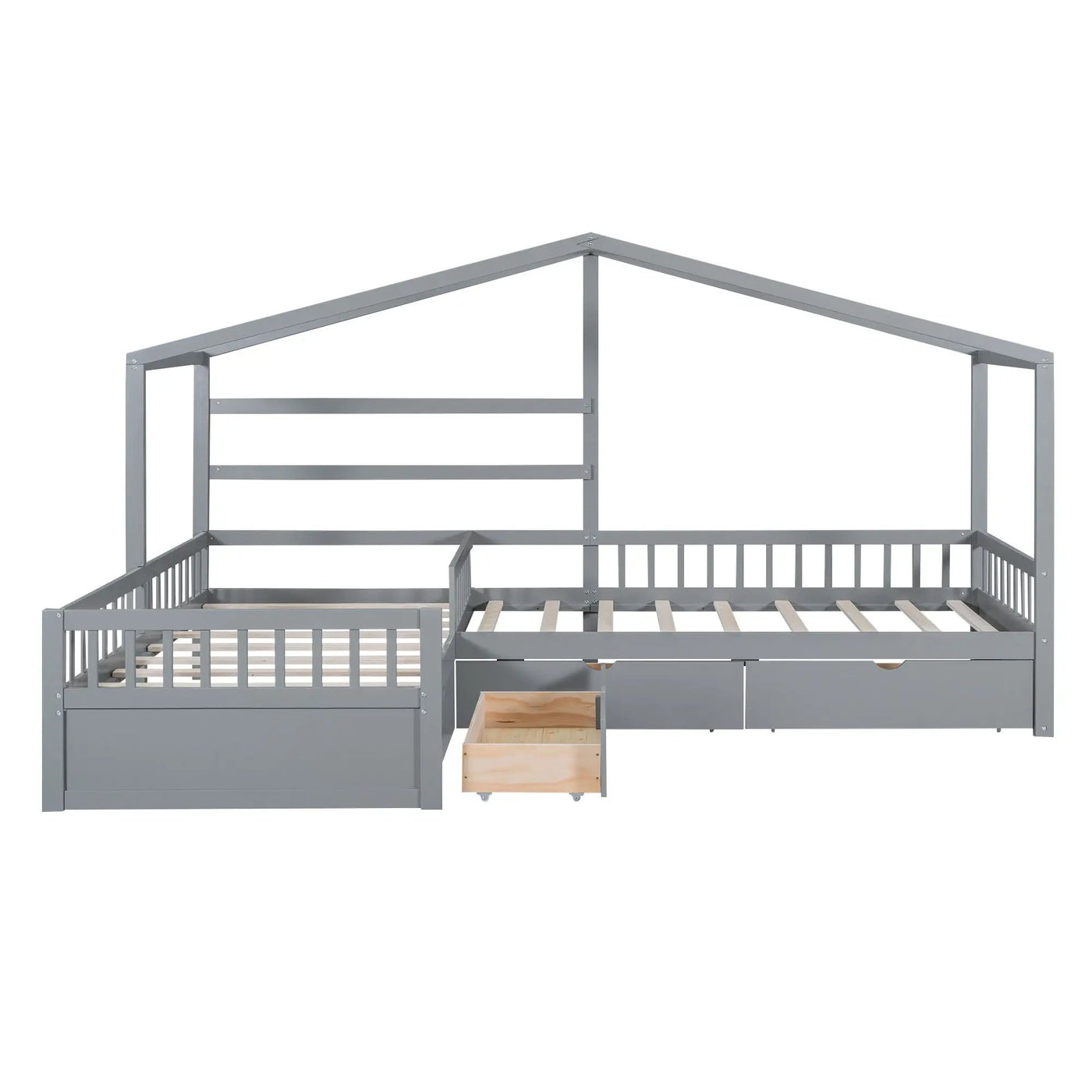L Shape Platform Bed With 3 Storage Drawers by HouseOfZazla