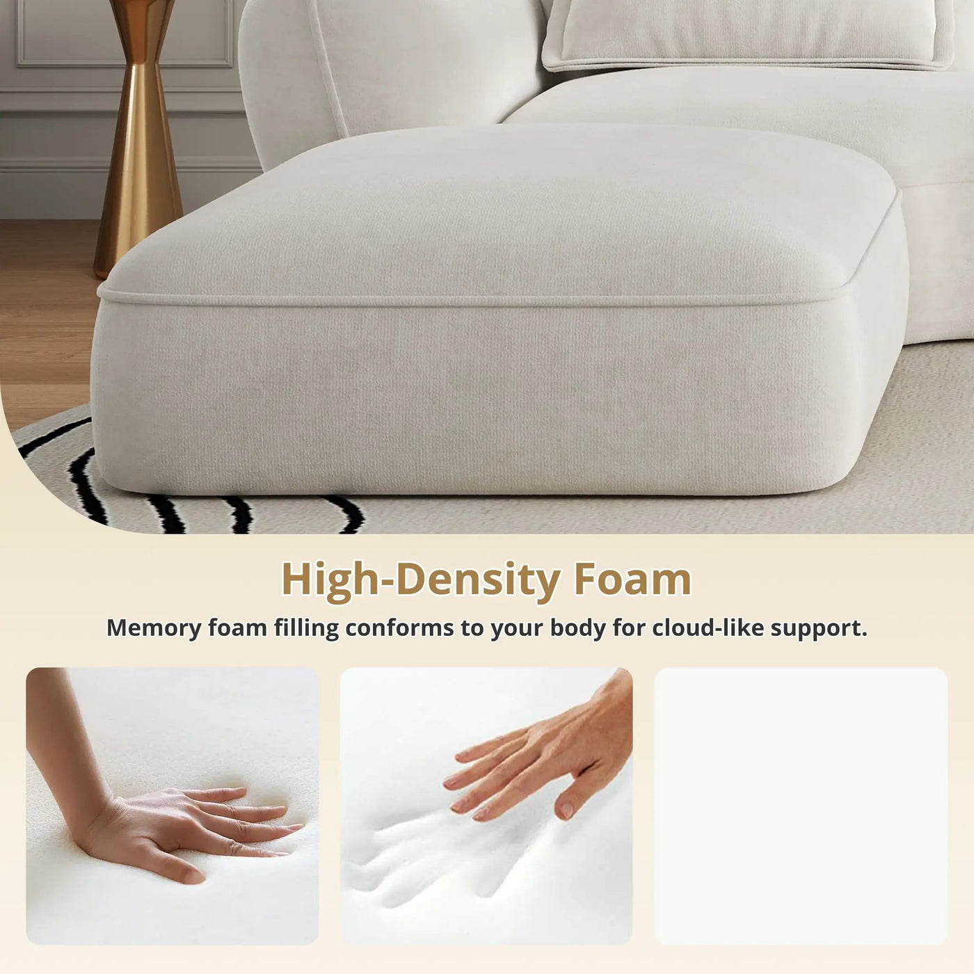 122" Modern L-Shaped Sectional Sofa with High-Density Foam and Chaise Lounge by HouseOfZazla