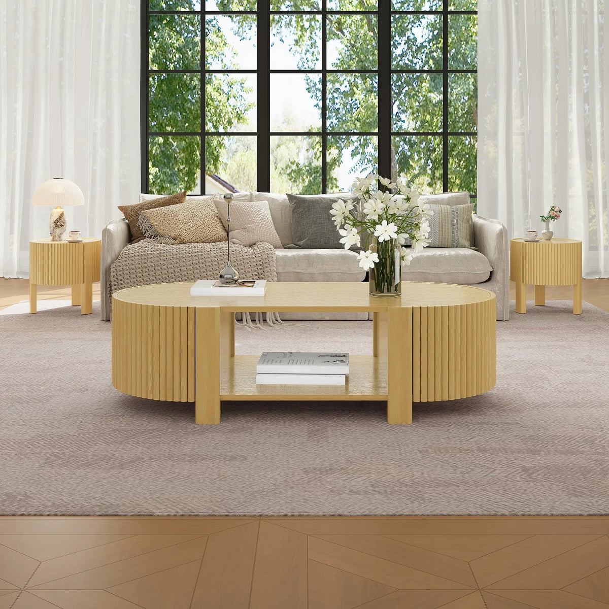 Round Fluted Side Table with Storage by HouseOfZazla