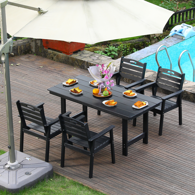 HDPE Outdoor Patio Dining Set - Table and Four Chairs by HouseOfZazla