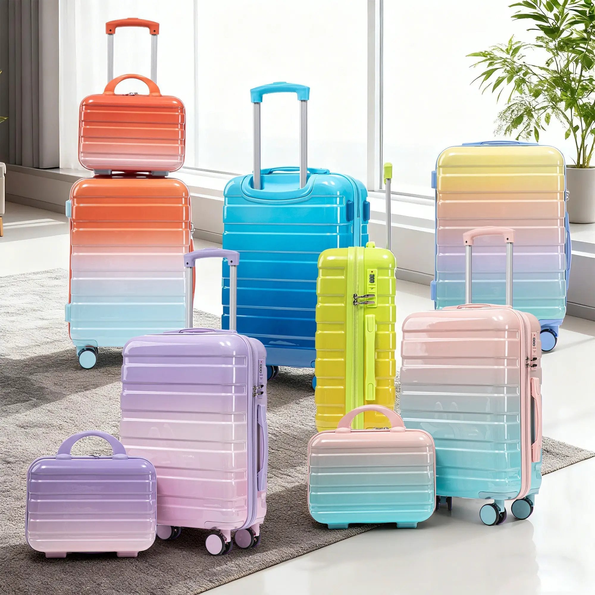 14'/20' 2-Piece PC Spinner Wheel Luggage Set with Gradient Color and Lock by HouseOfZazla