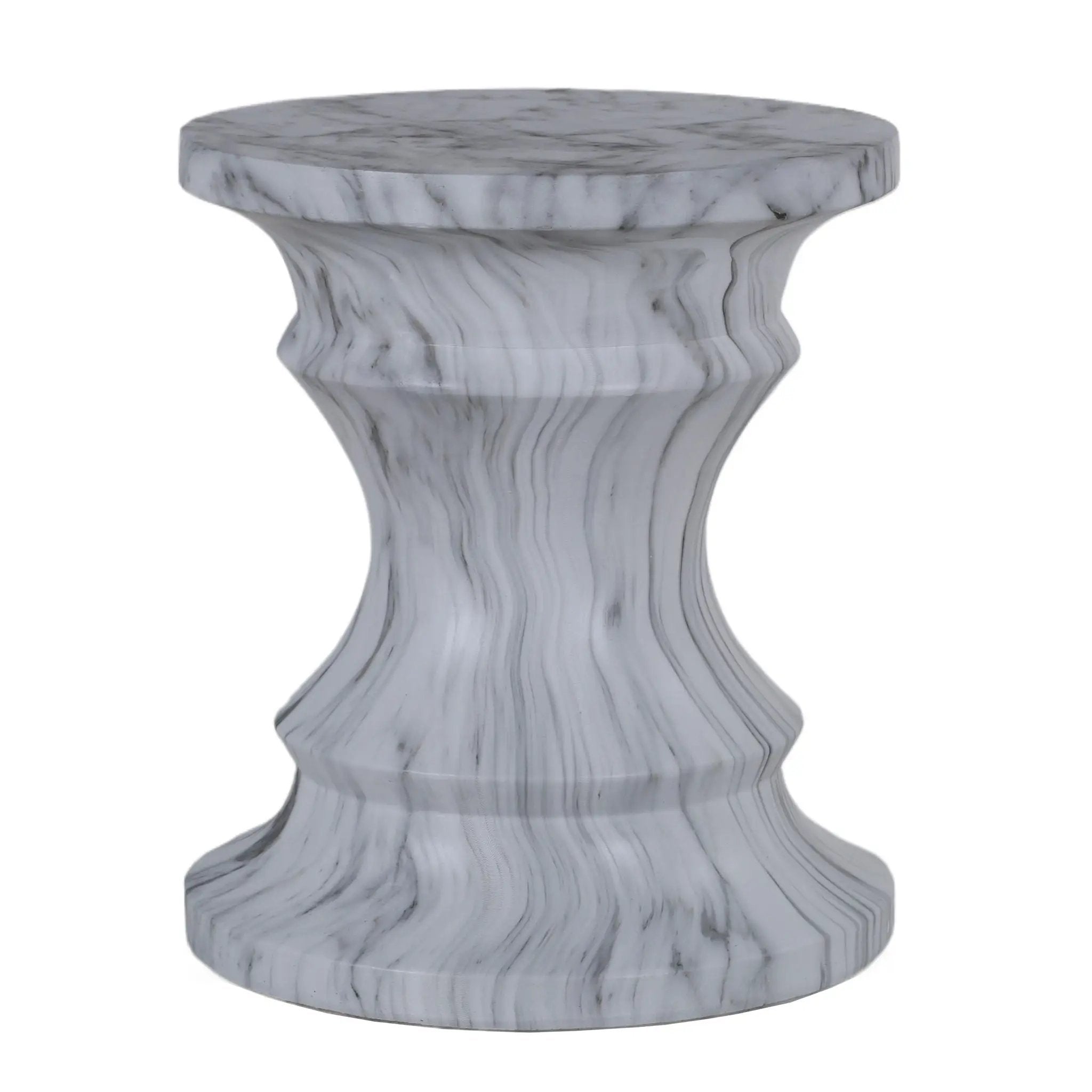 Geometric Round Outdoor End Table - Marble by HouseOfZazla