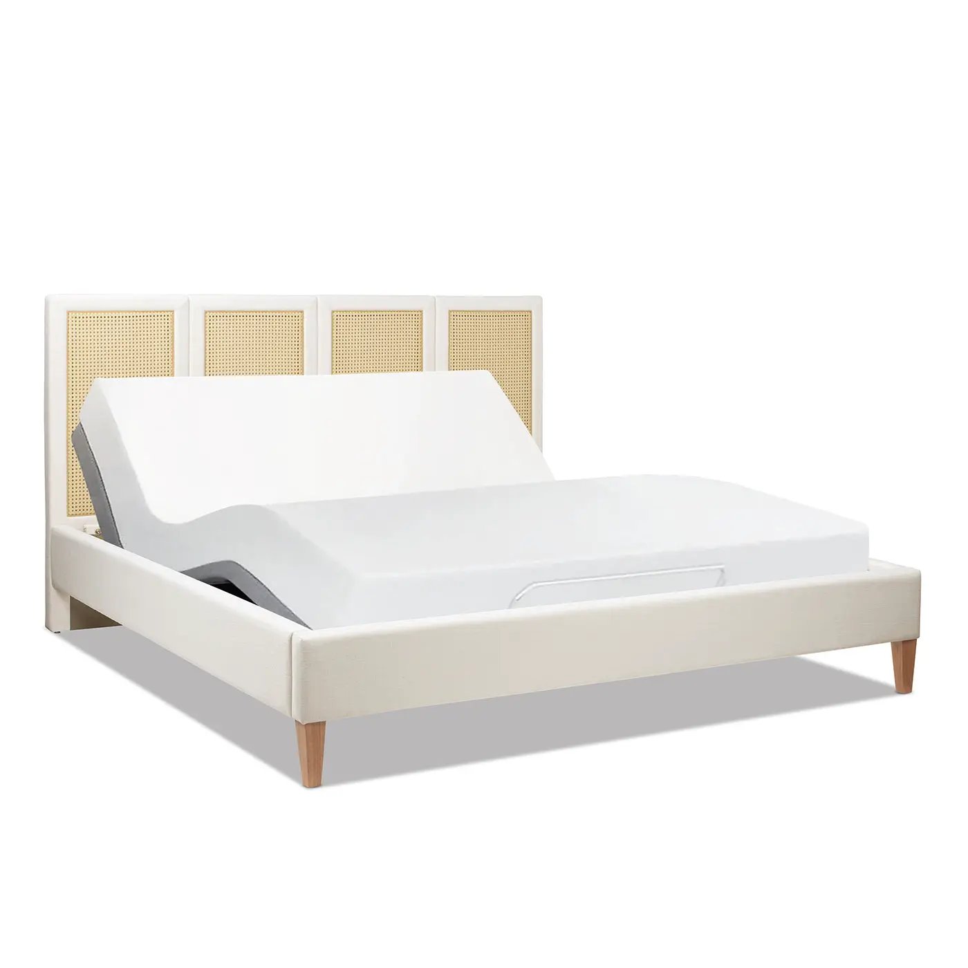 Toscana King Upholstered Cane Back Platform Bed, Antique by HouseOfZazla
