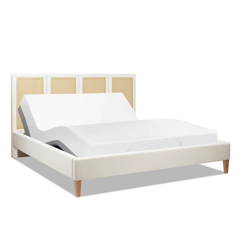 Toscana King Upholstered Cane Back Platform Bed, Antique by HouseOfZazla