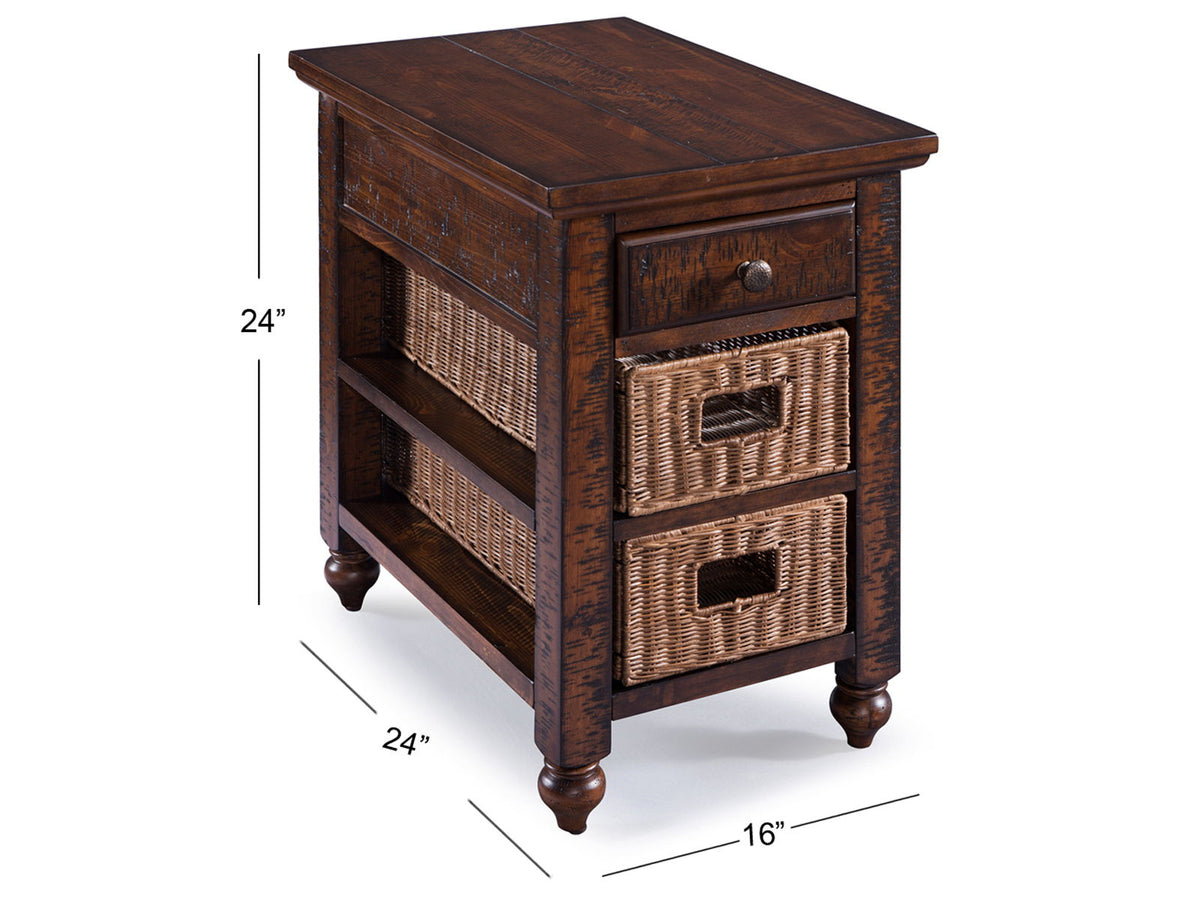 Cottage Lane - Wood Rectangular Chair Side End Table - Coffee, photo 3 of 6