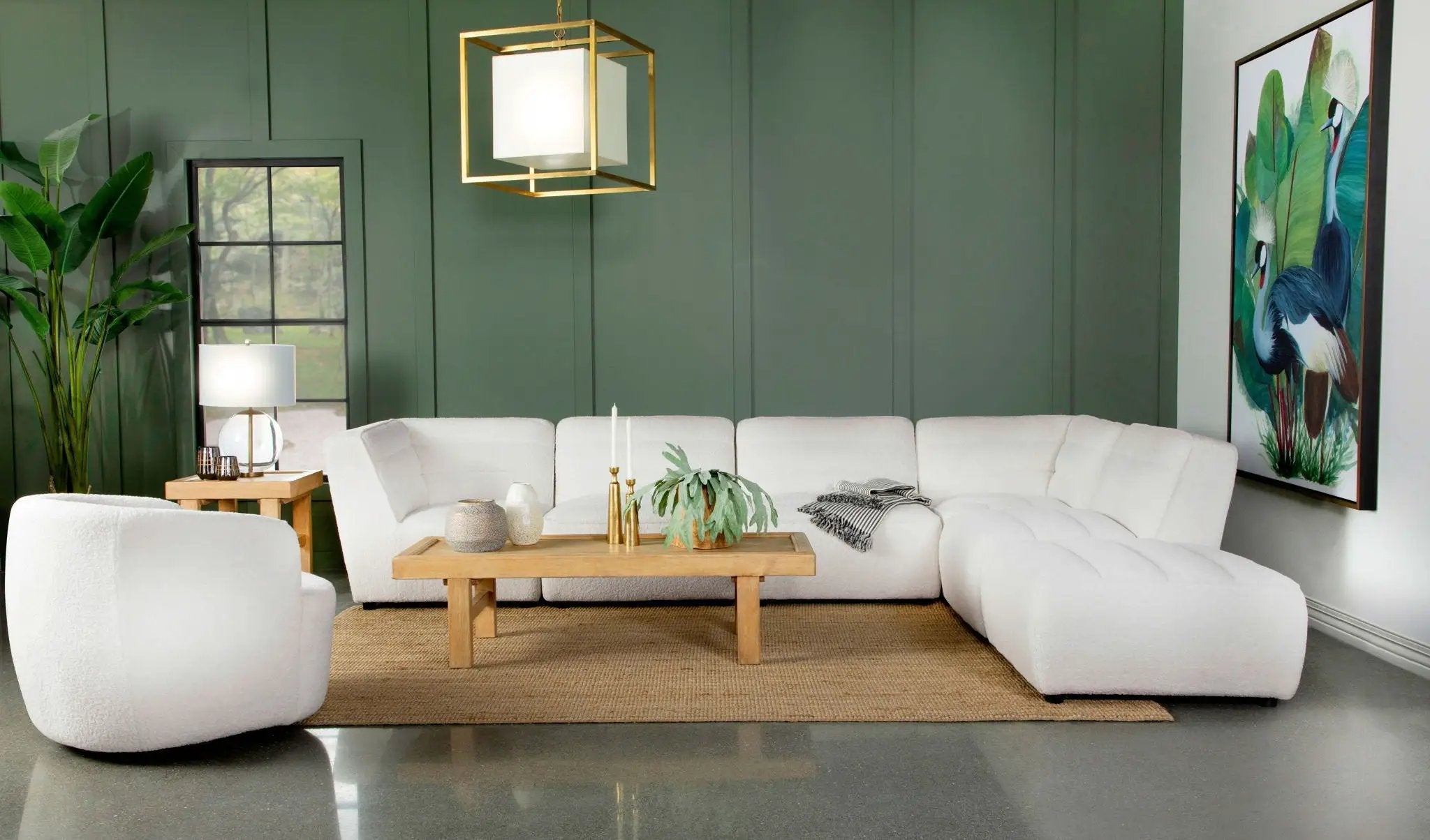Sunny Square Upholstered Ottoman Natural by Unique Piece Furniture