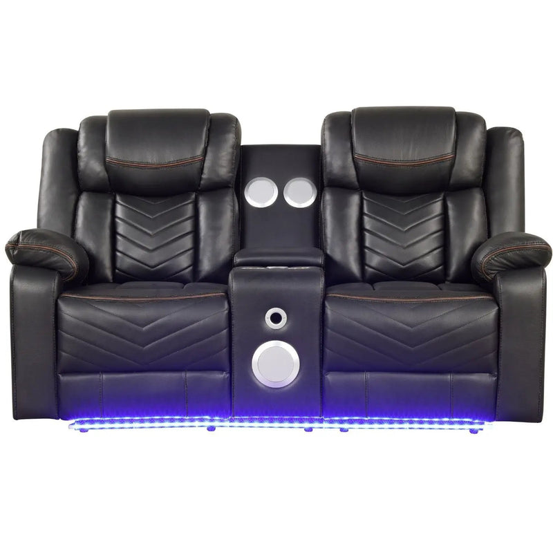 Challenger LED Power Recliner Loveseat With Console