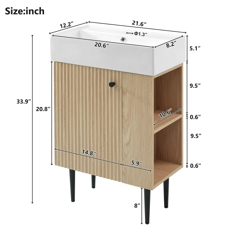 Bathroom Vanity, Combo Cabinet, Bathroom Storage Cabinet, Single Ceramic Sink by HouseOfZazla
