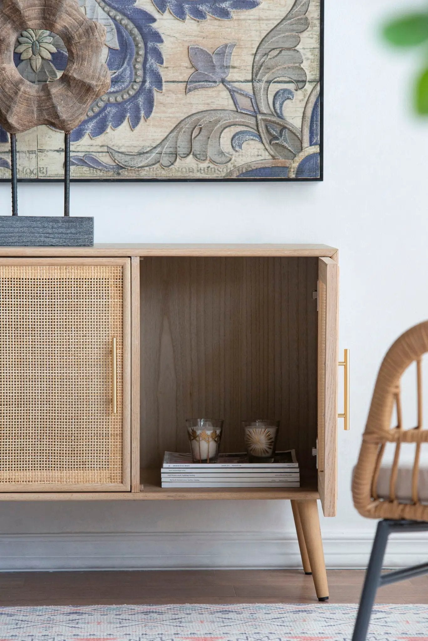 Wooden Accent TV Cabinet With 3 Doors - Brown by HouseOfZazla