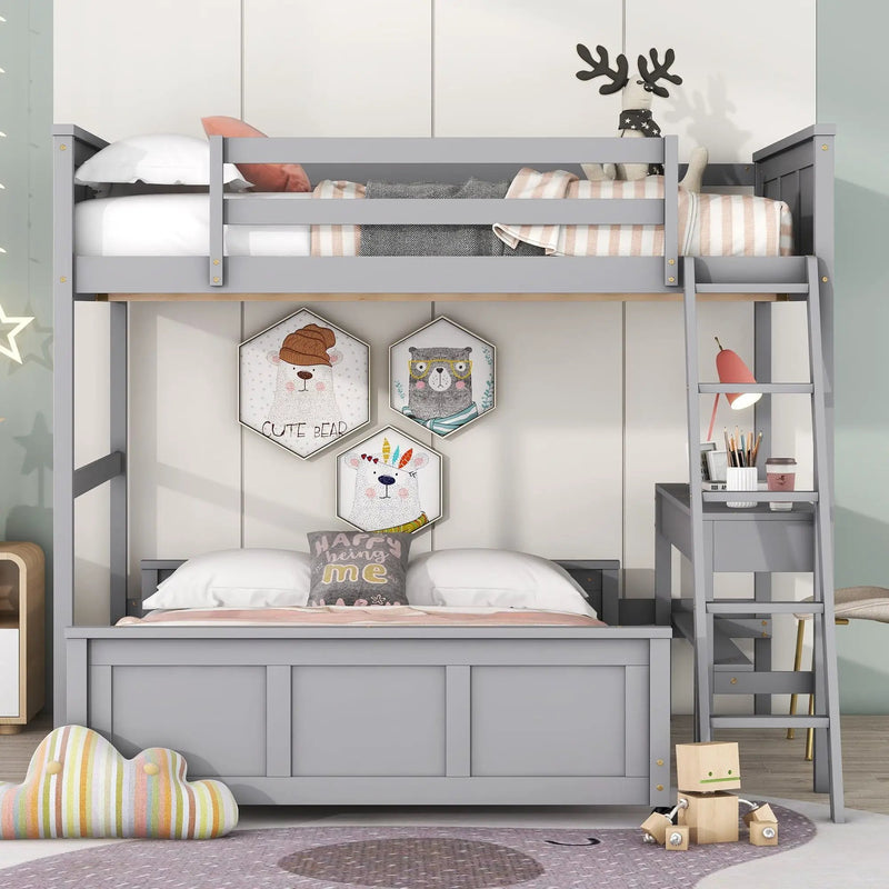Full Over Full Bunk Bed With Desk by Unique Piece Furniture