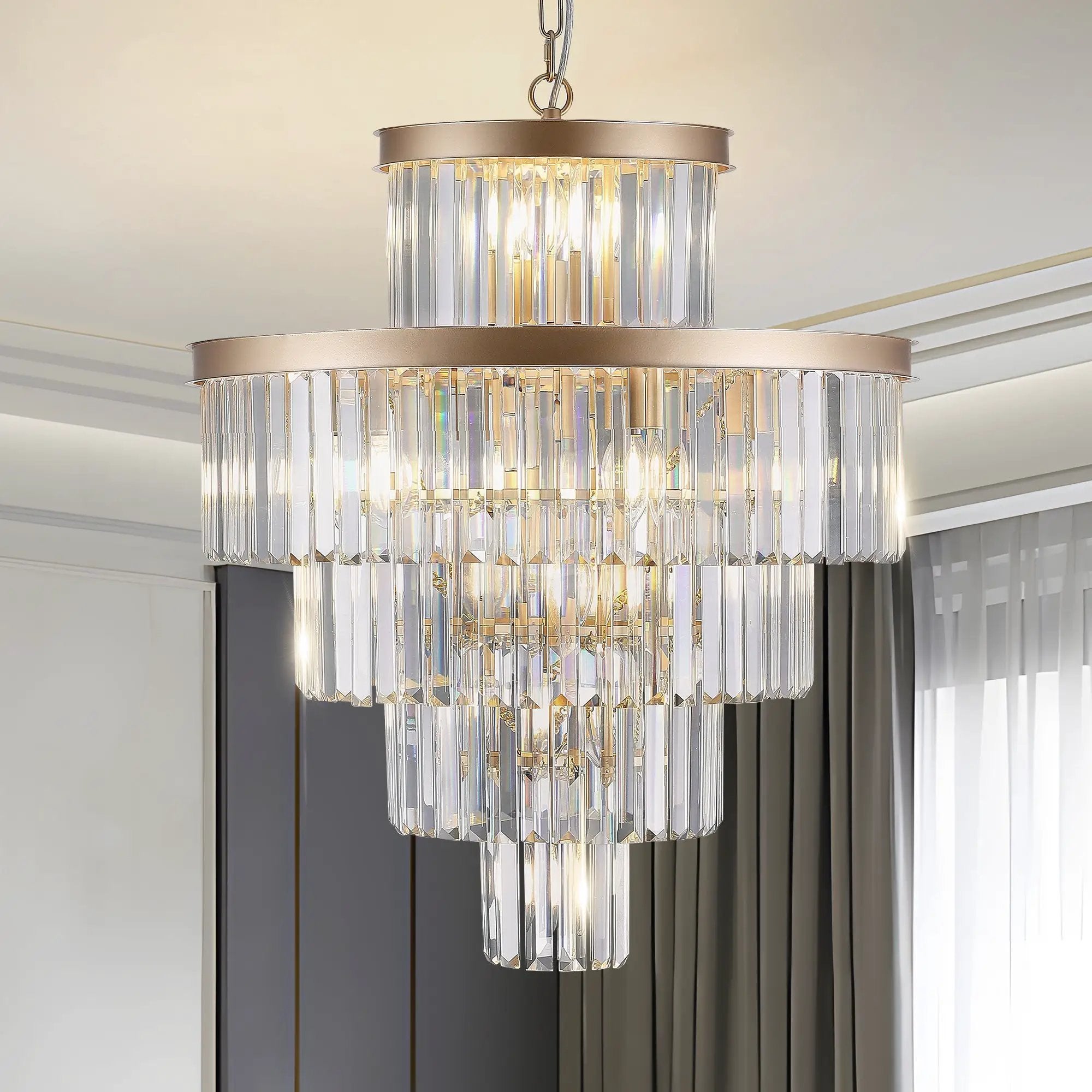 Golden Luxury Crystal Chandelier 23.6 Inch by HouseOfZazla