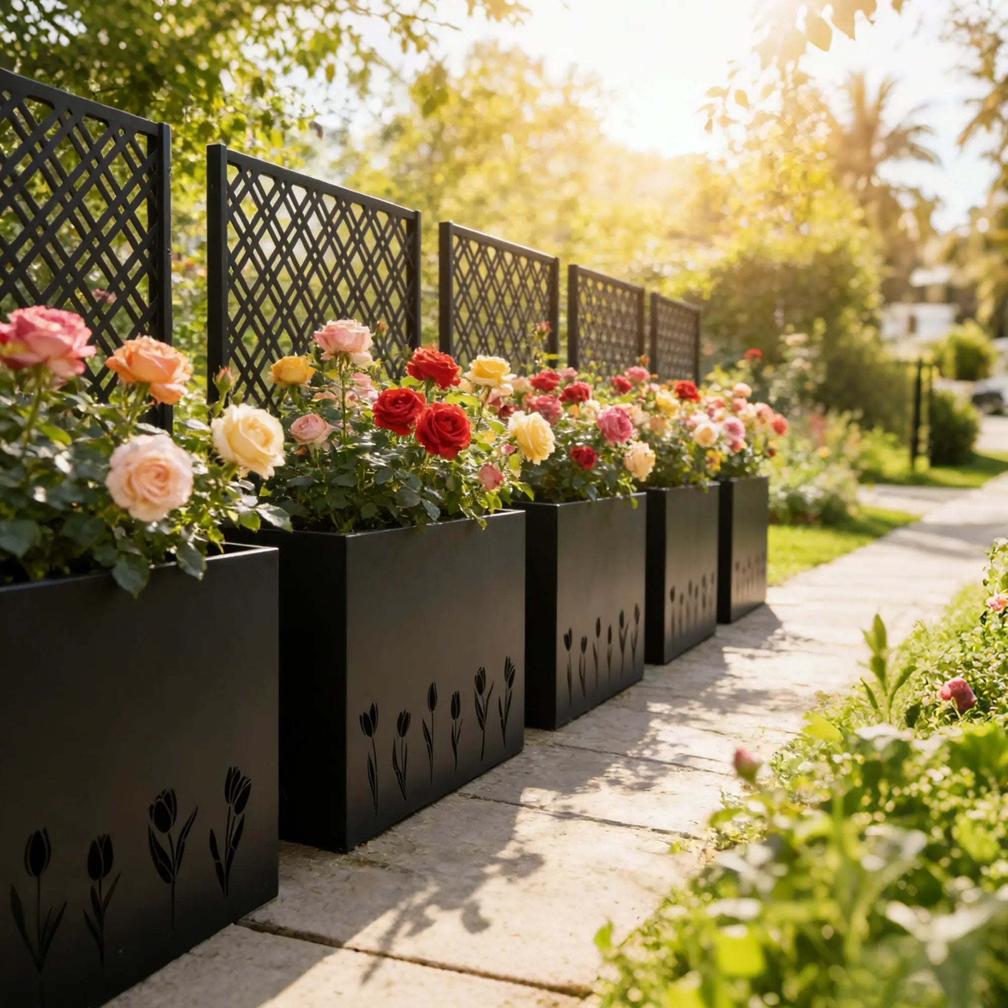 Tall Metal Planter with Trellis by HouseOfZazla
