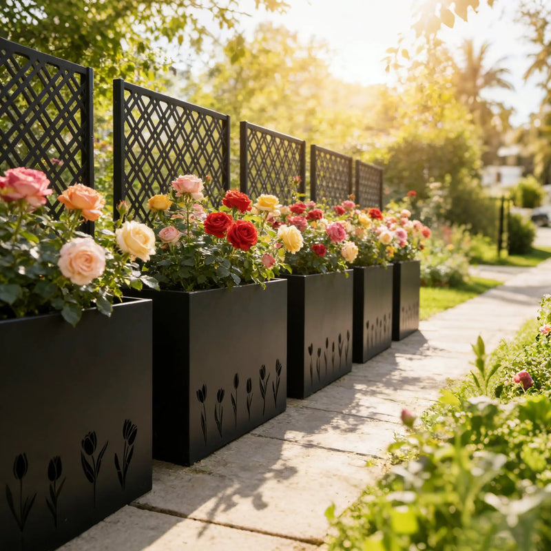 Tall Metal Planter with Trellis by HouseOfZazla