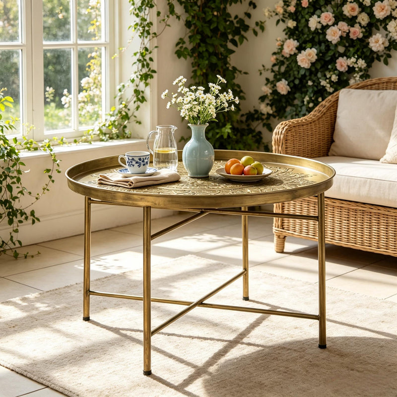 Hammered Floral Pattern Center Table
