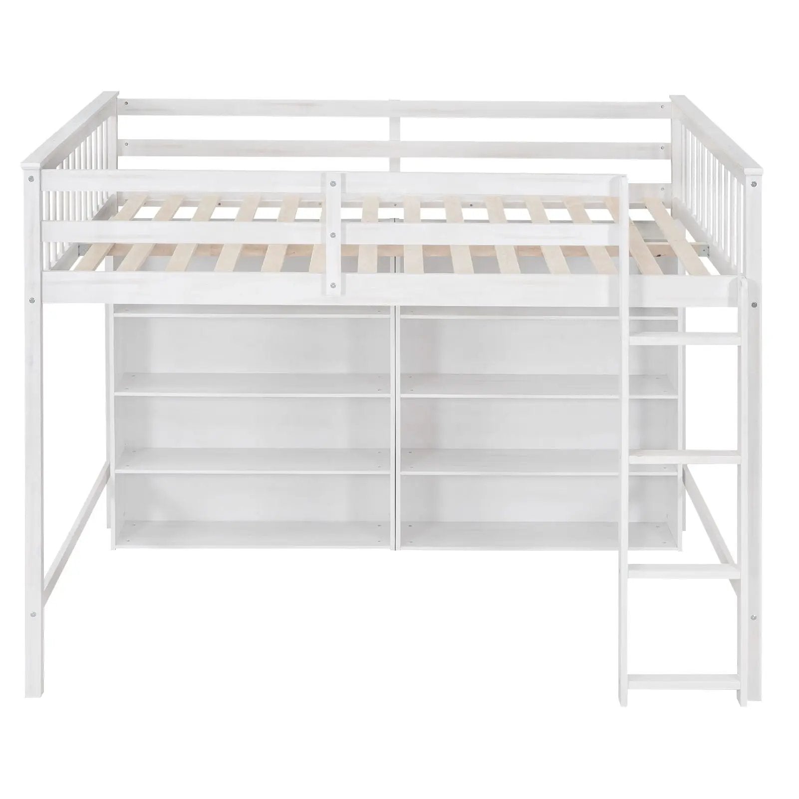 Loft Bed With 8 Open Storage Shelves And Built In Ladder by Unique Piece Furniture