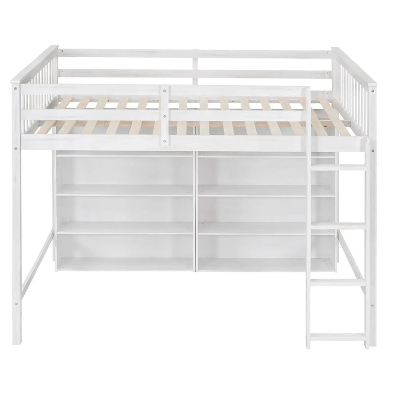 Loft Bed With 8 Open Storage Shelves And Built In Ladder by Unique Piece Furniture