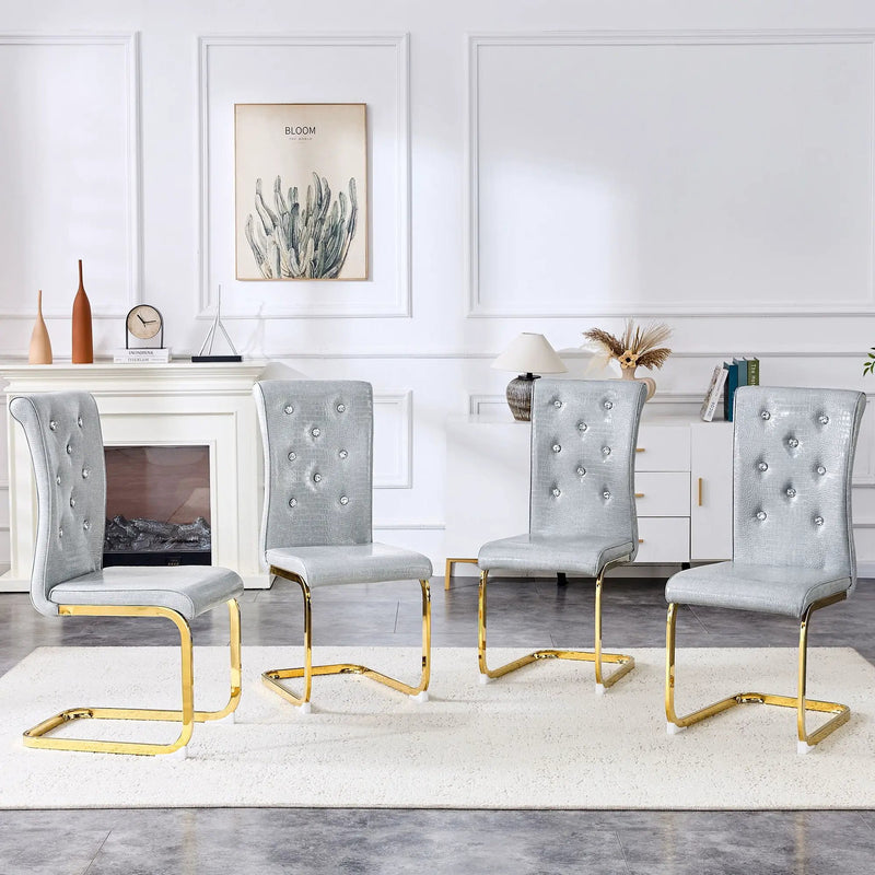Elegant Design Alligator Skin Upholstered Dining Chairs