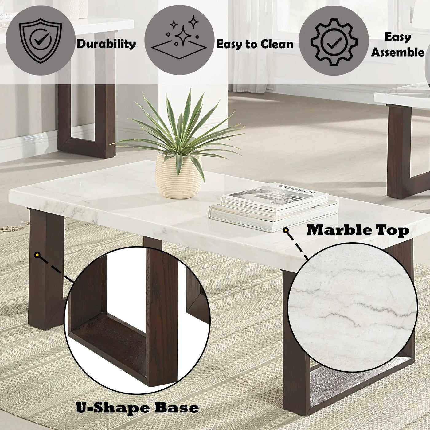 Edwyn Natural Marble Top End Table by HouseOfZazla