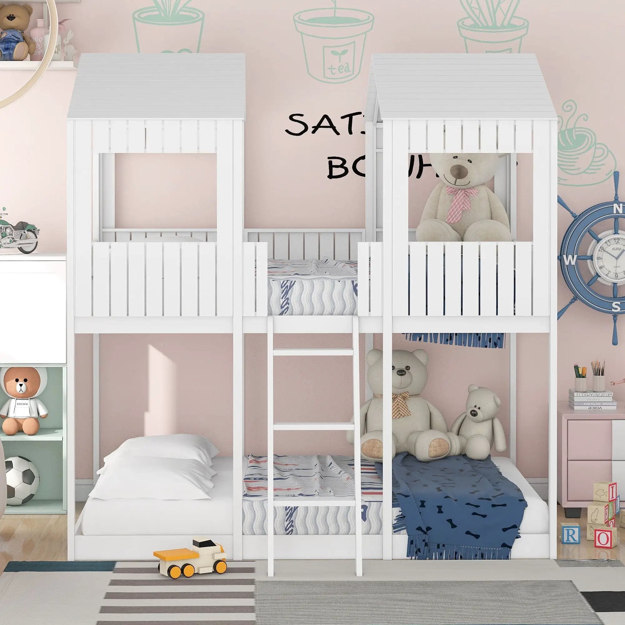 Bunk Bed With Roof, Window, Guardrail, Ladder by HouseOfZazla
