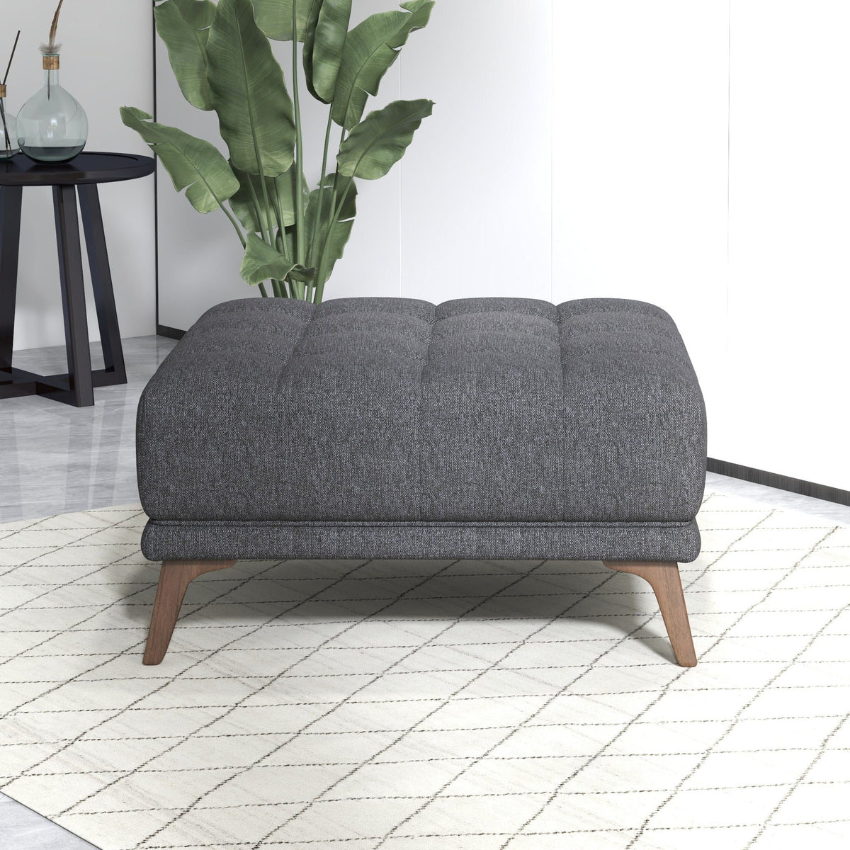 Addison Square Upholstered Ottoman with Mid-Century Design - Gray or Dark Gray, photo 12 of 19