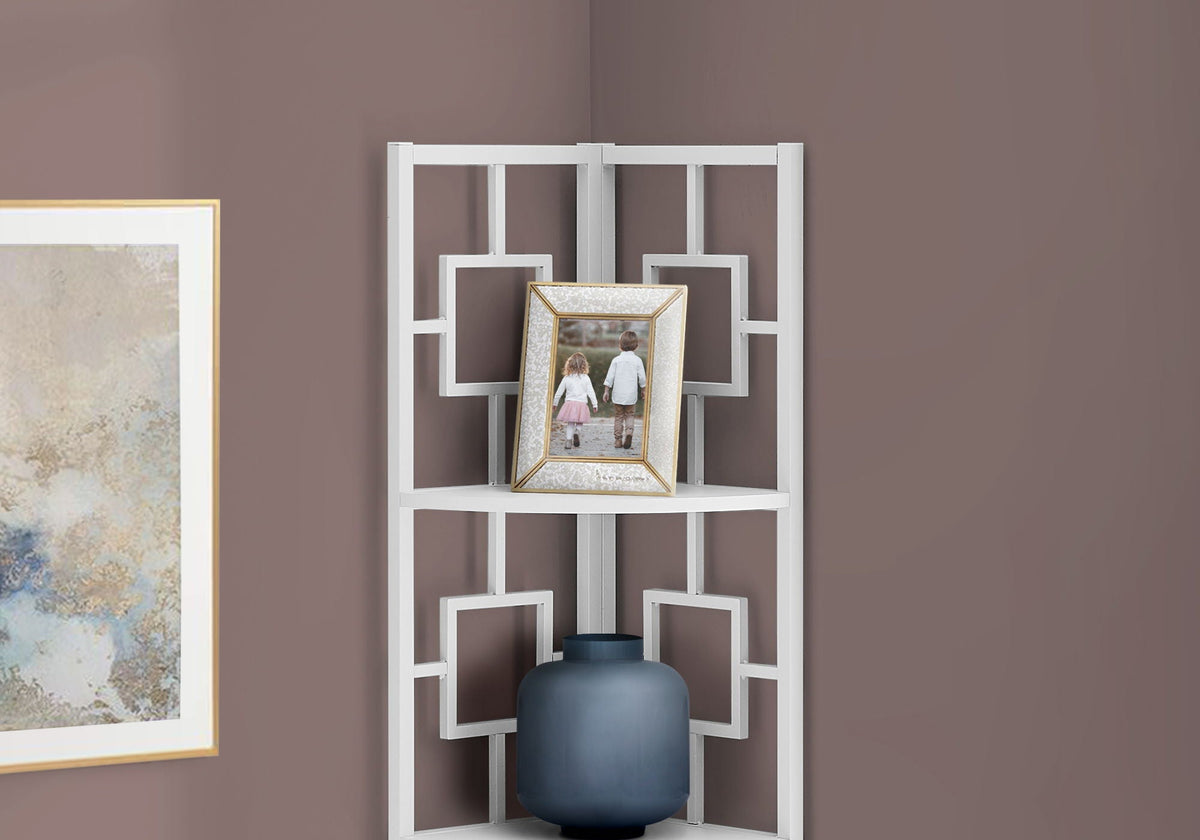 4 Tier Corner Bookshelf with Metal Frame - White, Dark Brown, Light Brown, Black, photo 12 of 16