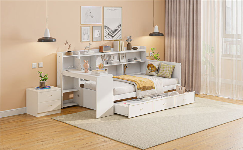Daybed With 3 Drawers USB Ports And Desk by HouseOfZazla