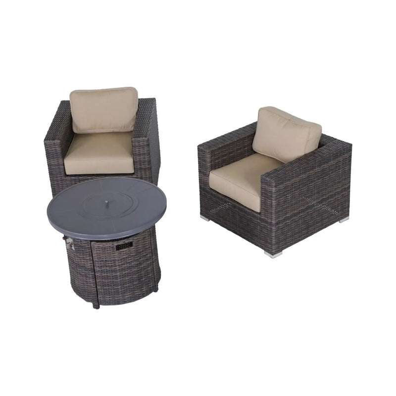 Rattan Patio Set With Comfortable Cushions And Fire Pit by Unique Piece Furniture