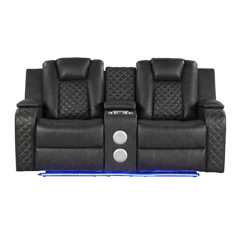 Benz - Power Reclining Loveseat With LED Lighting And Built In USB by HouseOfZazla