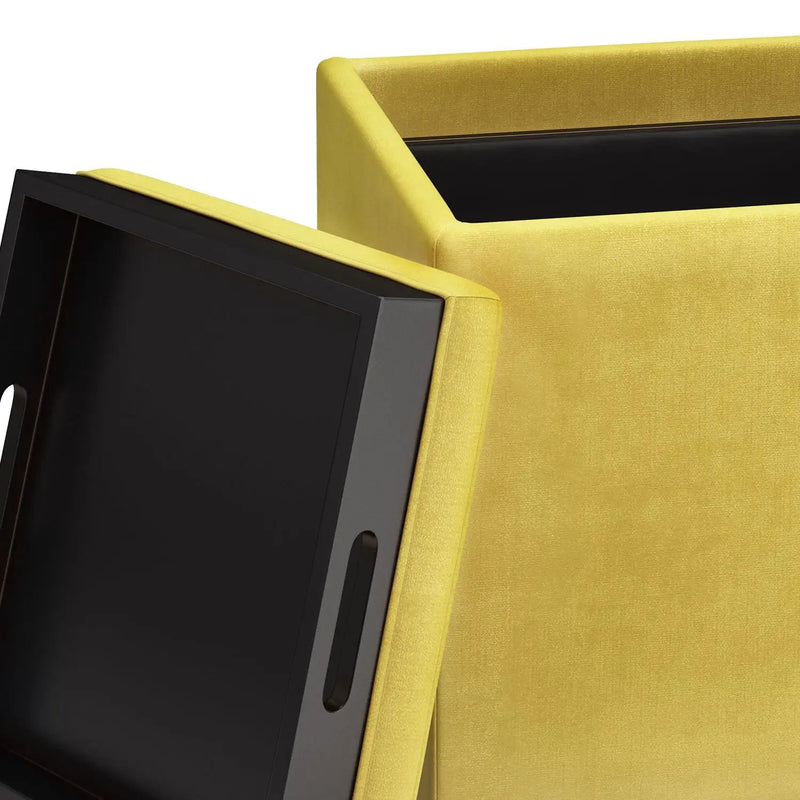 Rockwood - Upholstered Cube Storage Ottoman With Tray by HouseOfZazla