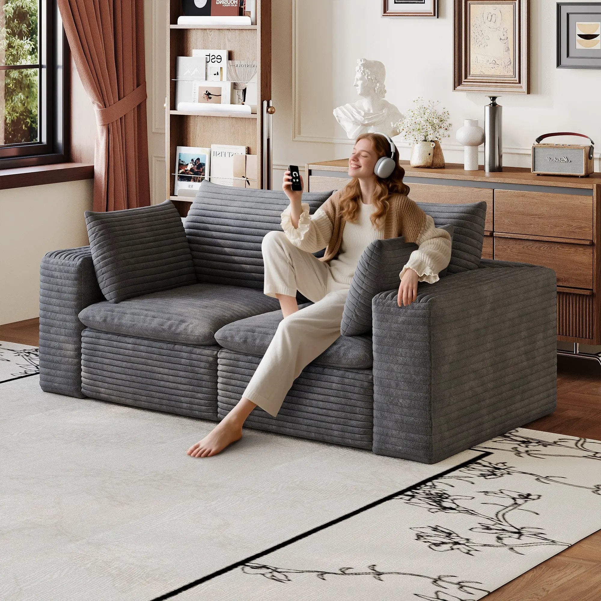 71" Cloud Sofa in Corduroy Fabric by HouseOfZazla