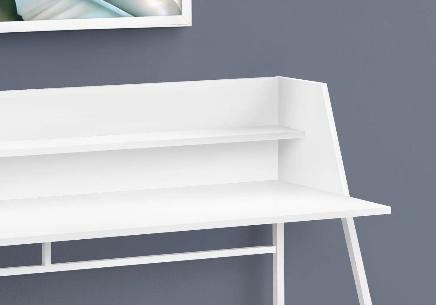 Computer Desk for Home Office with Marble Look and Storage Shelves by HouseOfZazla
