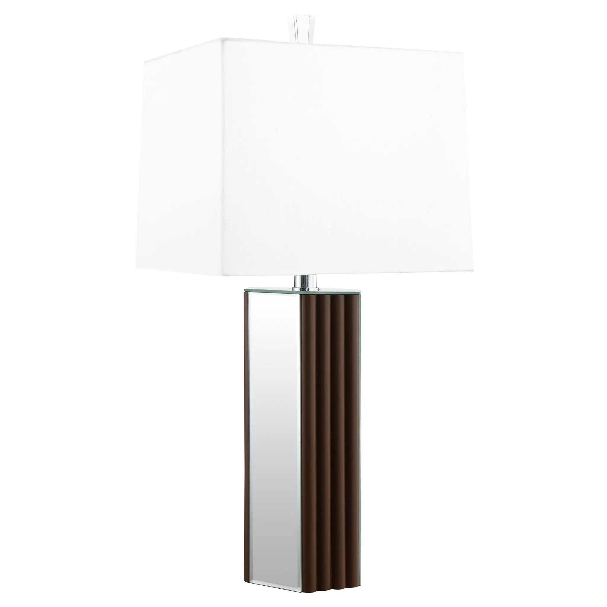 Elena 30-inch Square Tapered Mirrored Table Lamp Brown by Unique Piece Furniture