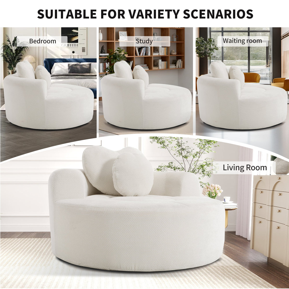 Round Sofa Bed with Memory Foam Sectional Couch, photo 10 of 10
