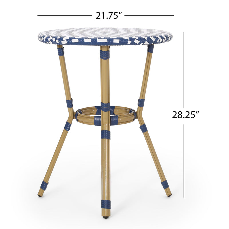 French Bistro Table Outdoor Elegance - White / Blue by HouseOfZazla