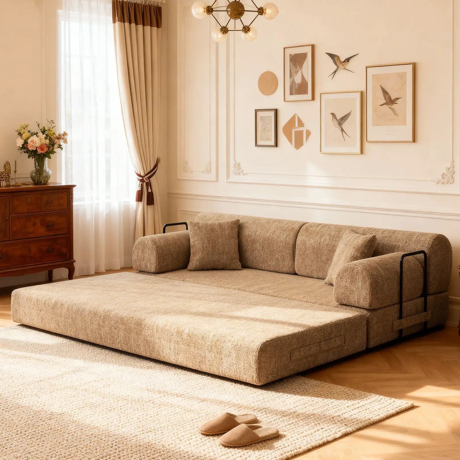 Modern 2 Tone Fabric Convertible Sleeper Sofa Bed by Unique Piece Furniture