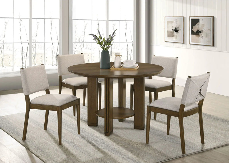 Ottowa 47-inch Round Wood Dining Table with Shelf Brown by Unique Piece Furniture