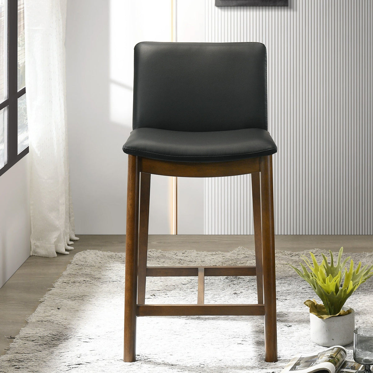 Mid-Century Counter Chair with Full-Back Comfort - Black or Yellow, photo 8 of 12