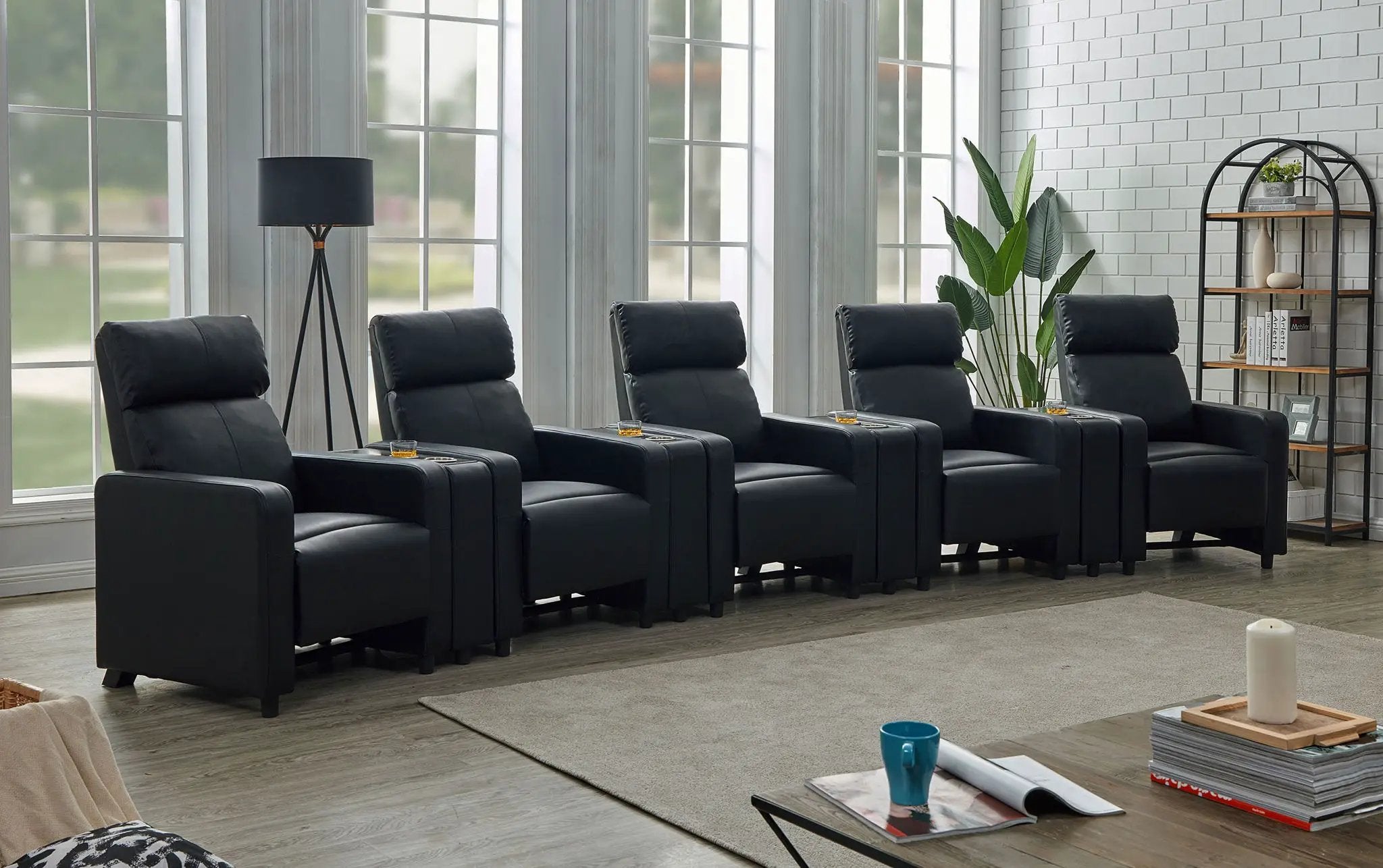 Toohey Upholstered Tufted Recliner Living Room Set Black by Unique Piece Furniture