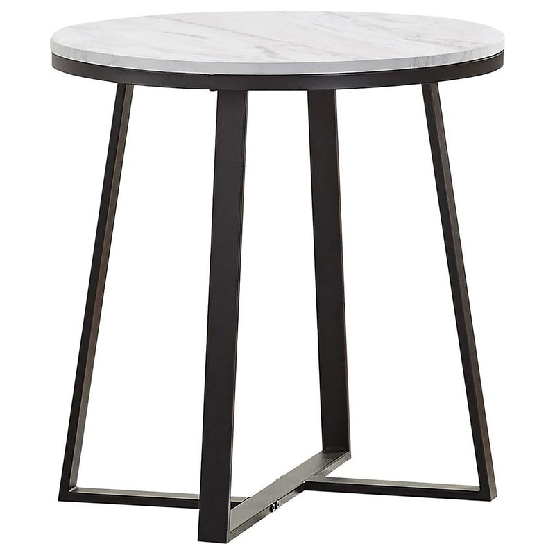 Round End Table With Base, Living Room Furniture - White by HouseOfZazla